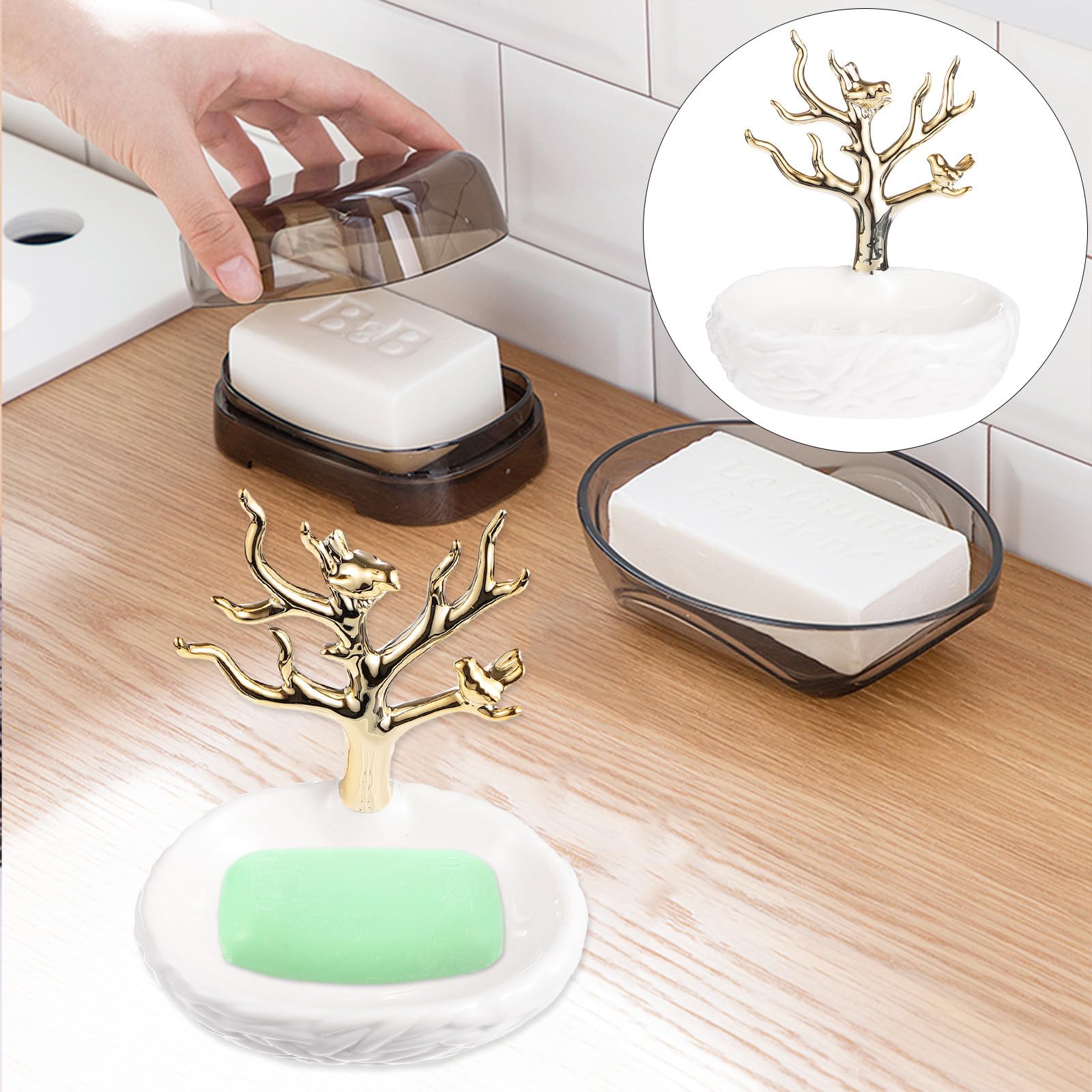 Portasapone in Ceramica Bianco per Bagno Design Creativo e Funzionale, Vassoio Porta Sapone che Mantiene Sapone Asciutto e Pulito, la Casa