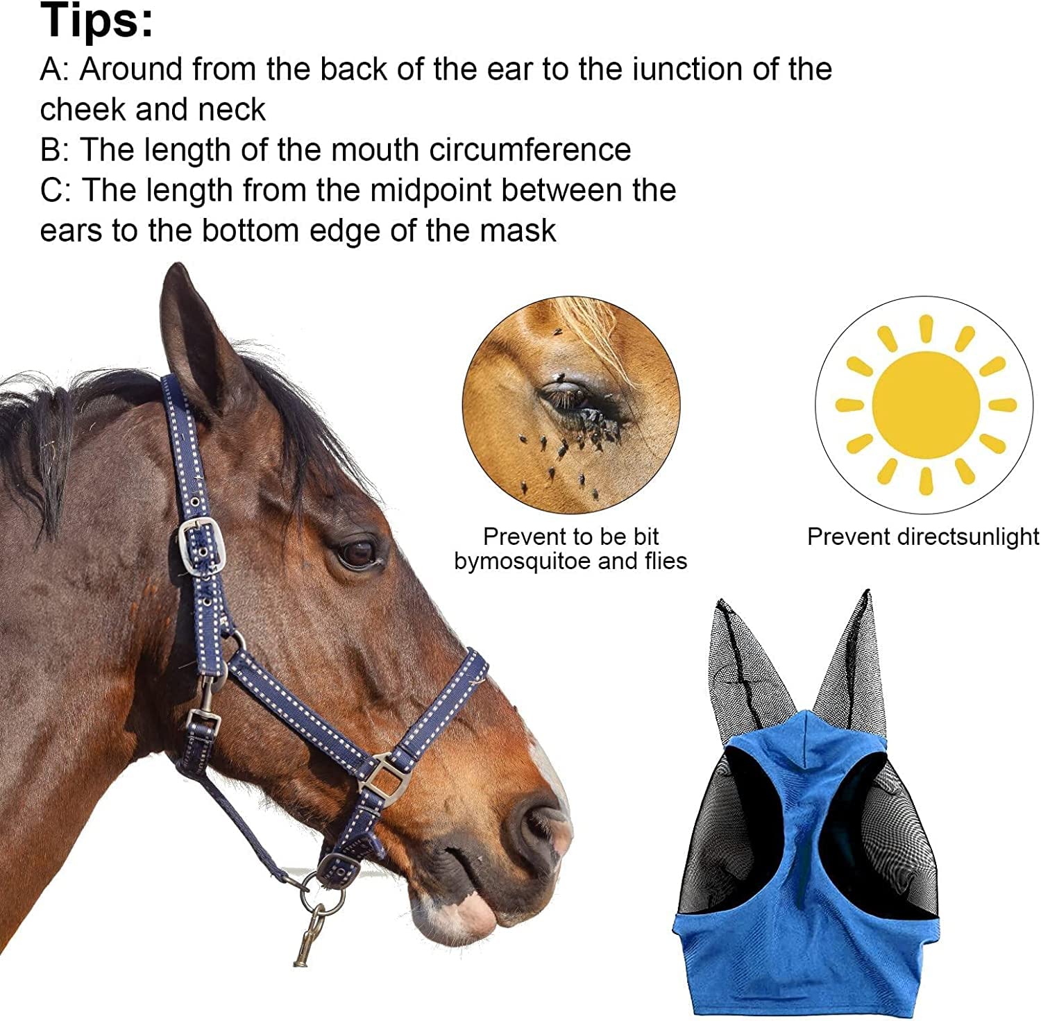 Maschera Anti Mosche Per Cavalli Con Paraorecchie - Protezione UV E Insetti - Foto 9