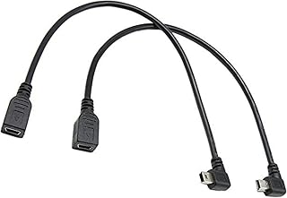 USB 2.0 Extension Cable-CERRXIAN 9 Inch Mini USB Cable Combo Mini USB Female to Left Angle & Right Angle Male Data Sync and Charge Extension Cable.(1Pair）