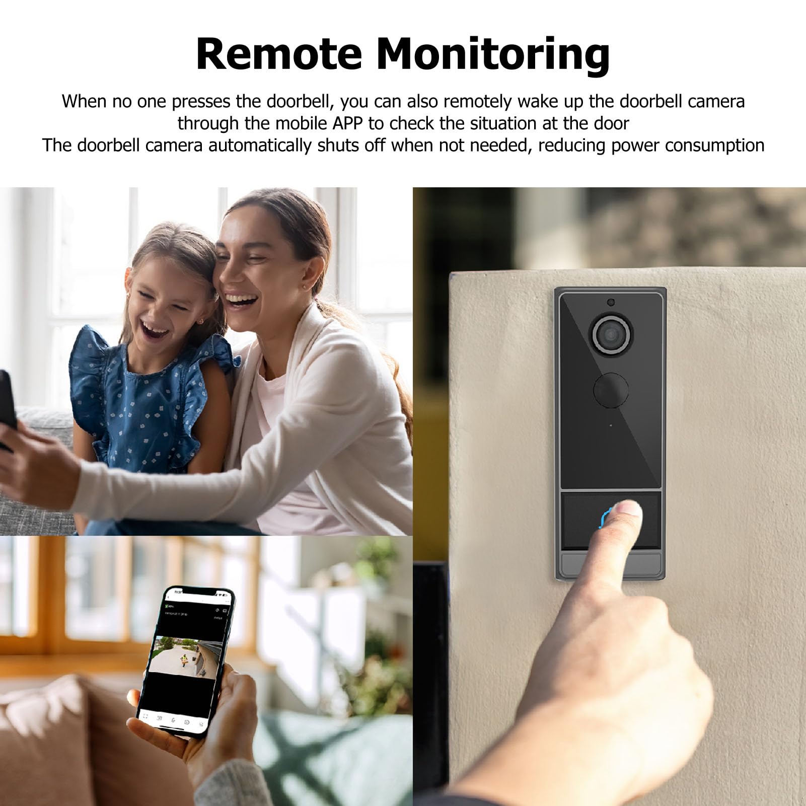 Cuifati Timbre con Video, 2.4G WiFi App Monitoreo Remoto Conversación Bidireccional Lente Gran Angular de 120 Grados con Detección Humana PIR y Prueba de Agua IP67, para Teléfonos