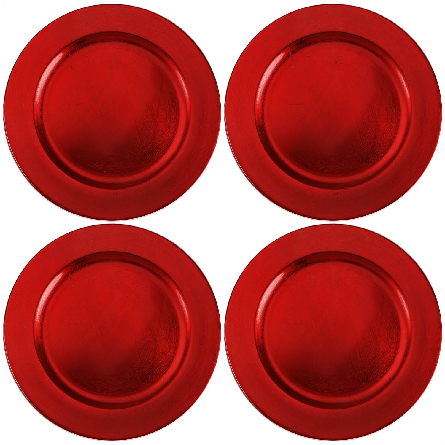 com-four® 4x sottopiatti in rosso - piattini come decorazioni da tavola - piatti decorativi per matrimoni, feste di famiglia o Natale - Ø 32 cm