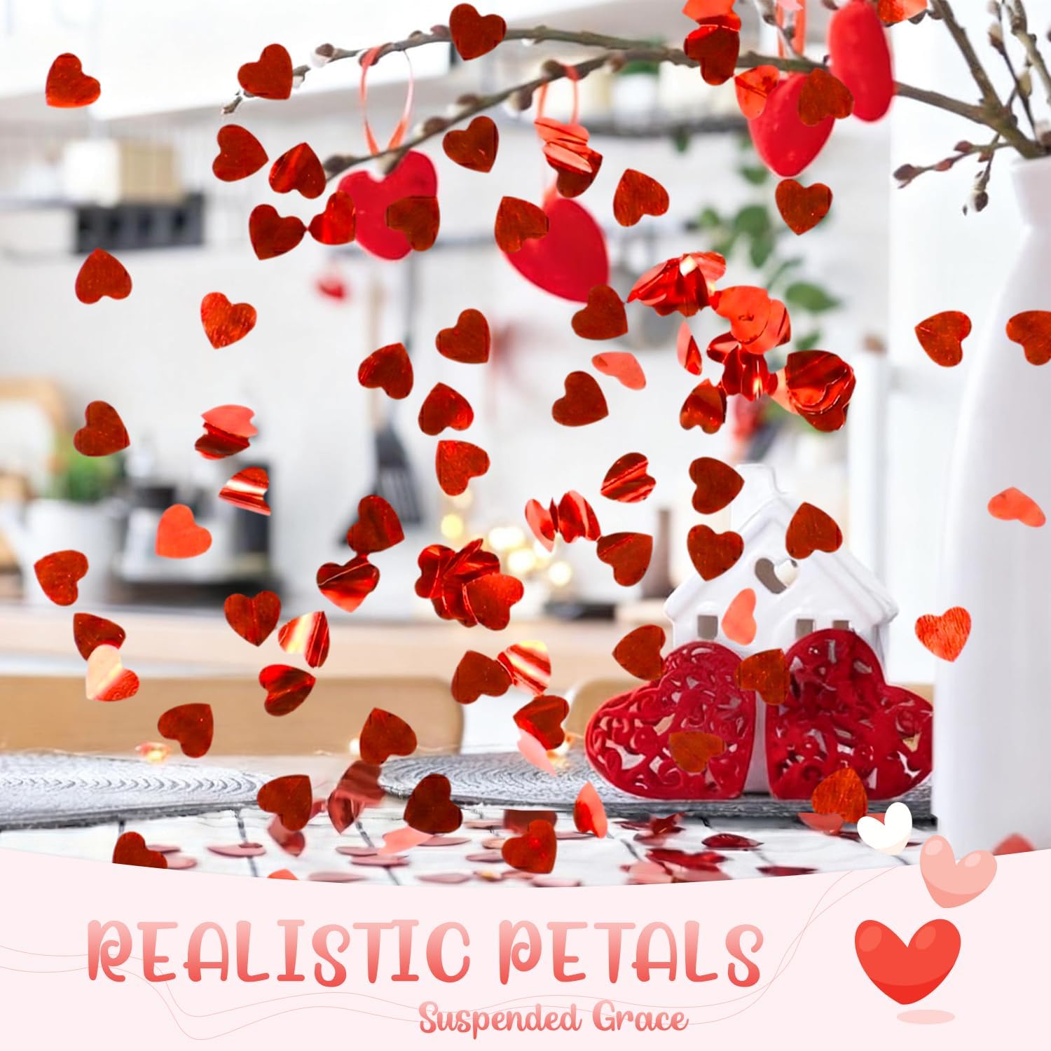 Red Heart Confetti Cannons 12 Pack, 12" Romantic Party Poppers with Metallic & Tissue Red Confetti for Valentine’s Day, Engagement, Wedding, Anniversary, Bridal Shower & Bachelorette Celebrations