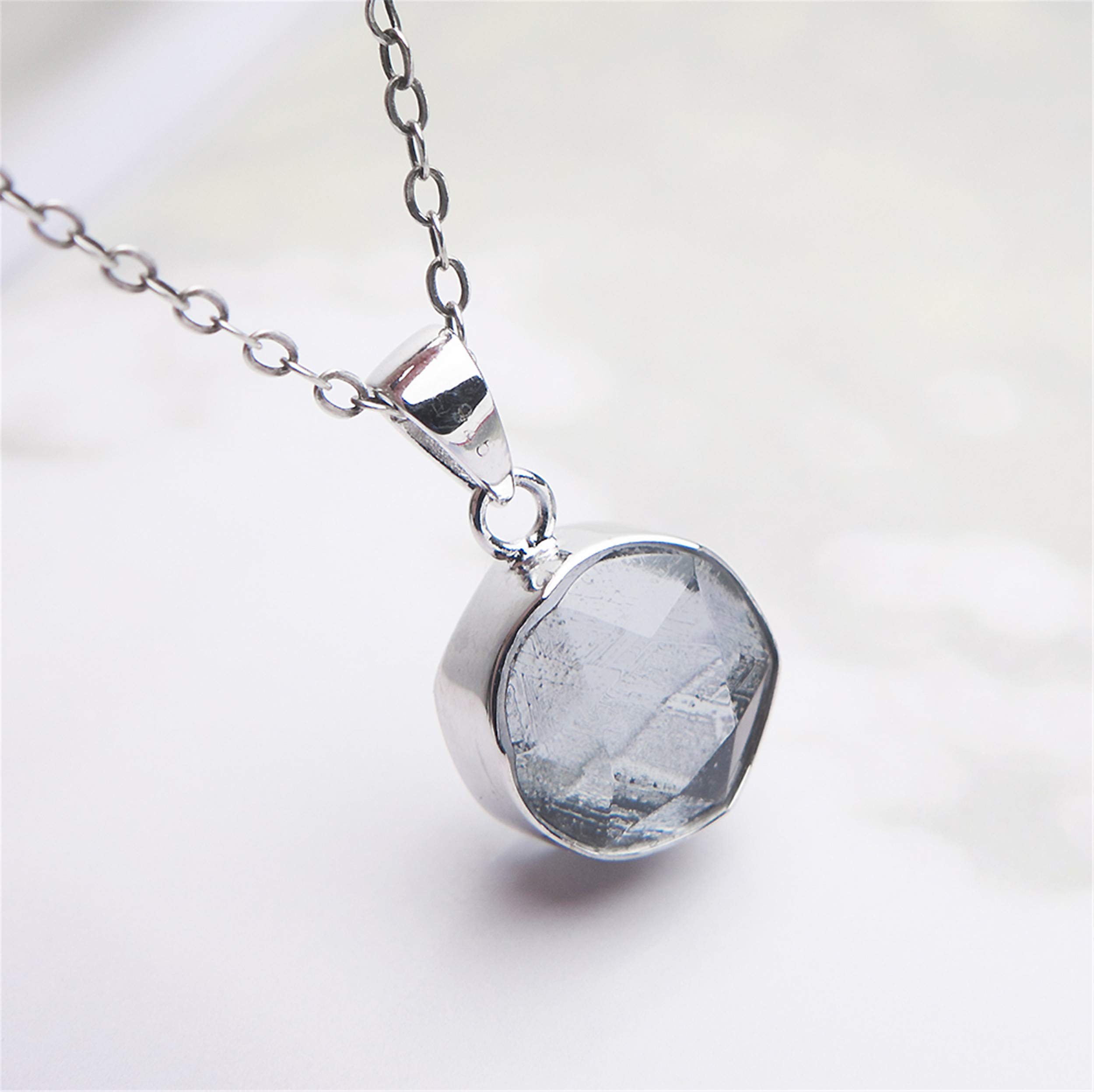 Collana Ciondolo a Forma di Stella di David Placcato in Argento con Meteorite di gabaon Naturale Genuino 12 mm