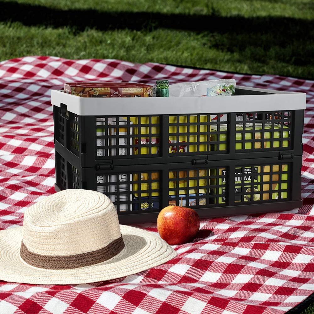 Cesta De Almacenamiento Plegable De Plástico Negro 28 L 3 Un