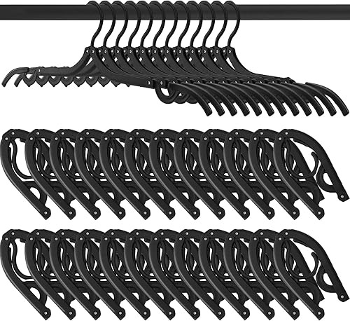 24 perchas de viaje, perchas plegables portátiles, perchas plegables negras, accesorios de viaje ligeros, perchas plegables antideslizantes para