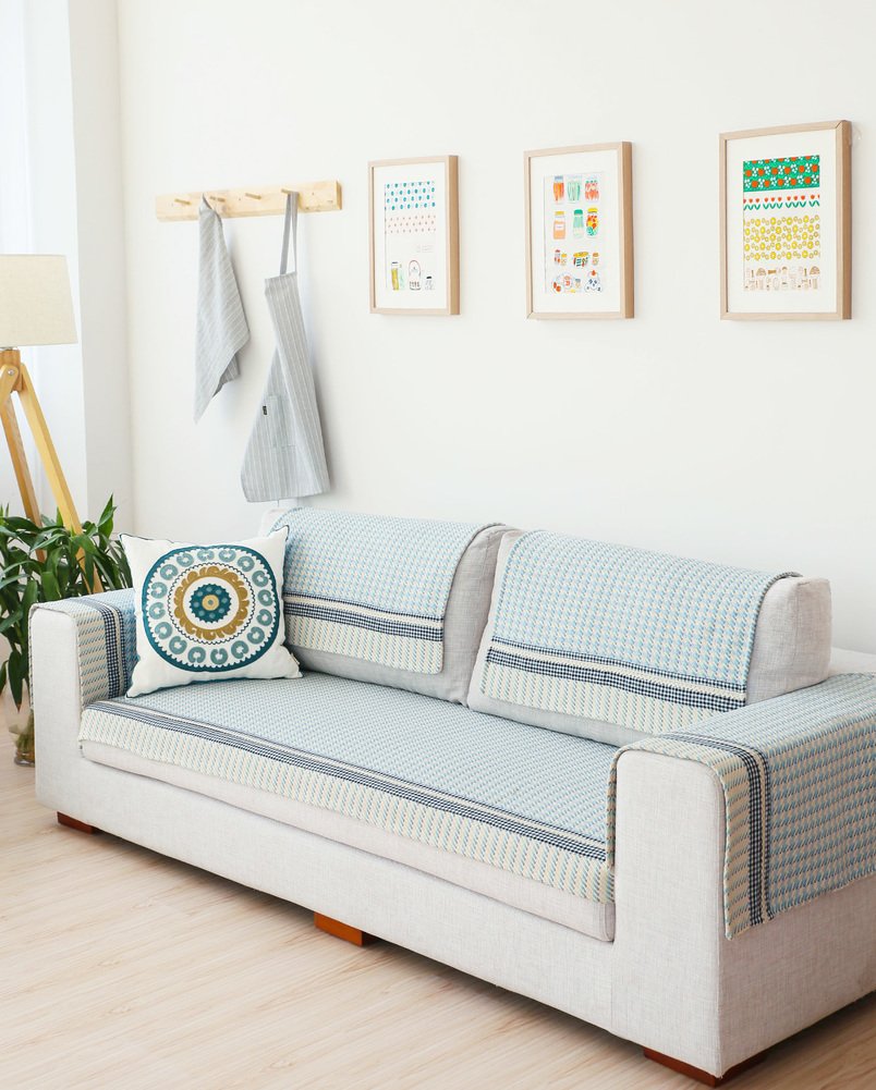 Housse de coussin de canapé en lin 110x90cm style nordique ZXCC