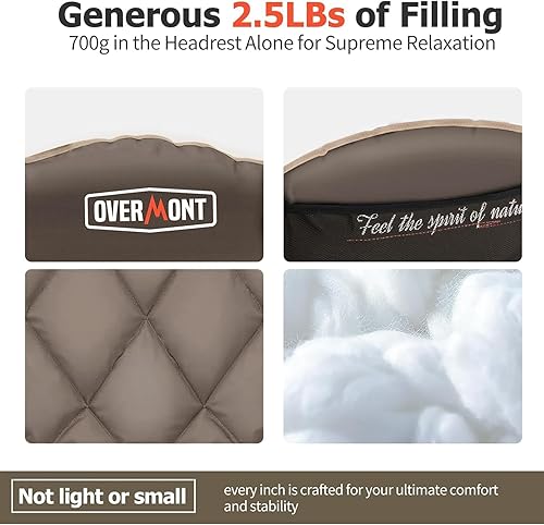 Miniatura 4 de Overmont Silla de campamento extragrande XL para adultos, soporte de 450 libras, silla plegable acolchada resistente con bolsillo lateral, bolsa de