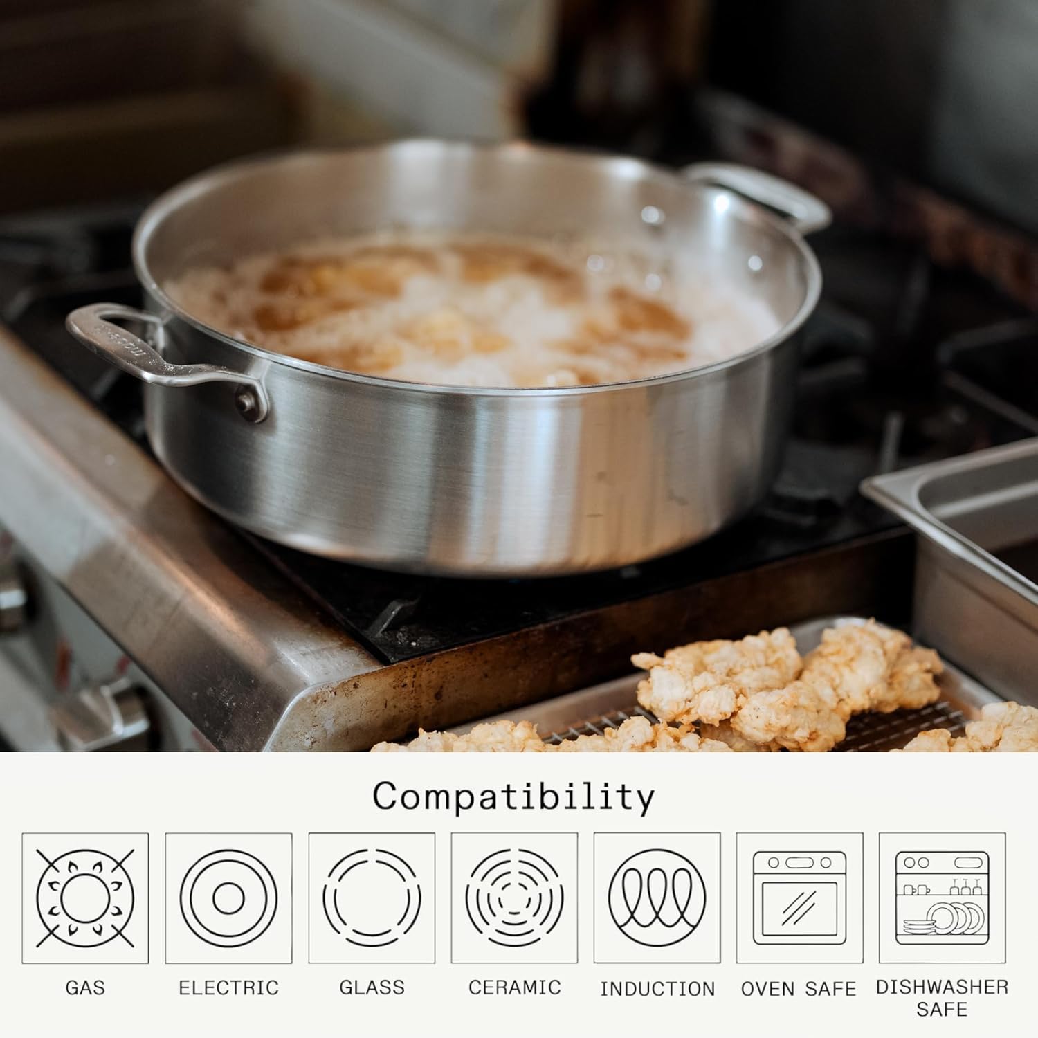Made In Cookware - Pentola Rondeau in Acciaio Inossidabile da 10 Quarti con Coperchio - Prodotto in Italia - Rivestimento Inossidabile a 5 Strati - Pentole Professionali - Compatibile con Induzione
