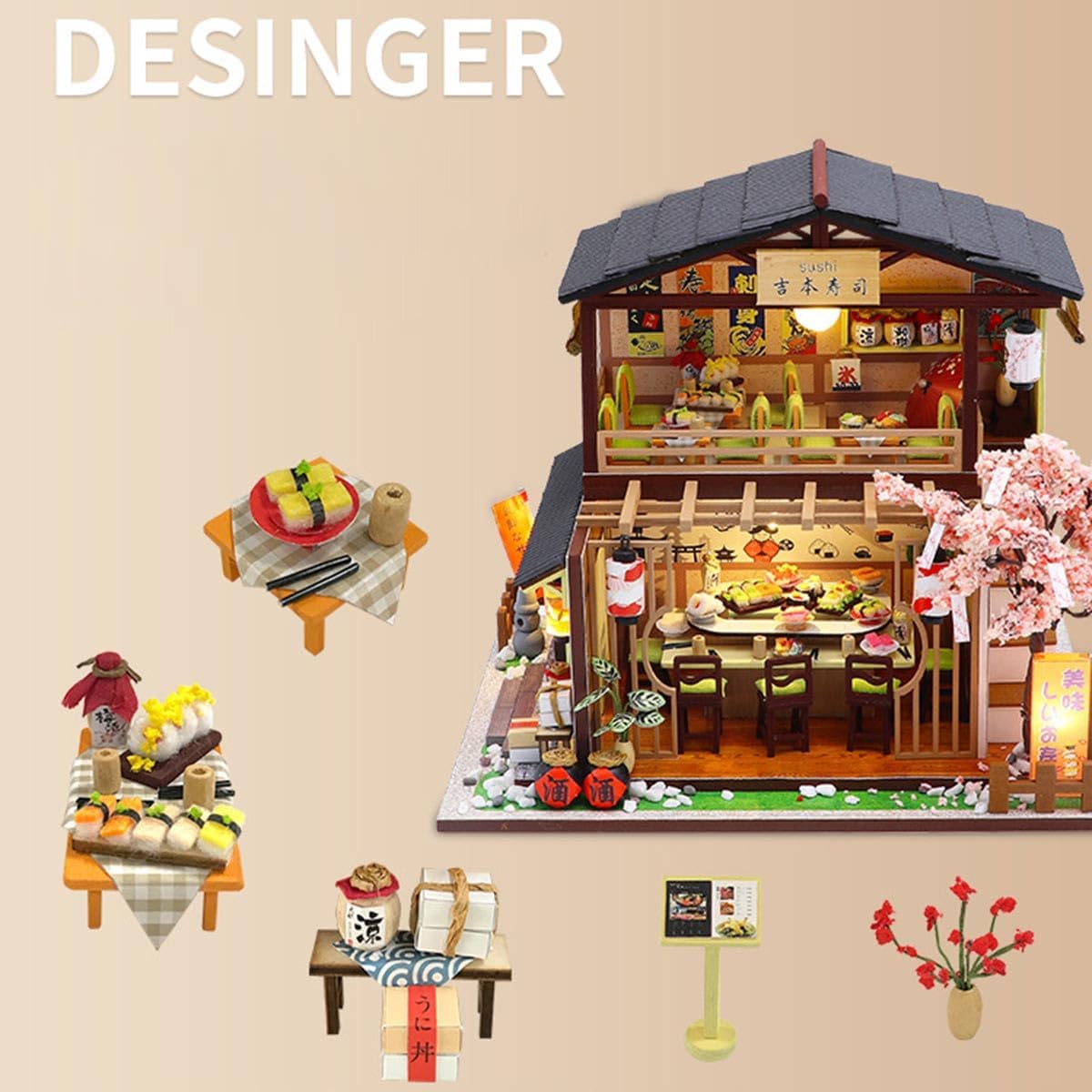Japanese Ramen Shop Miniature House Model Kit, Creative Handcrafted Gift (240PCS)