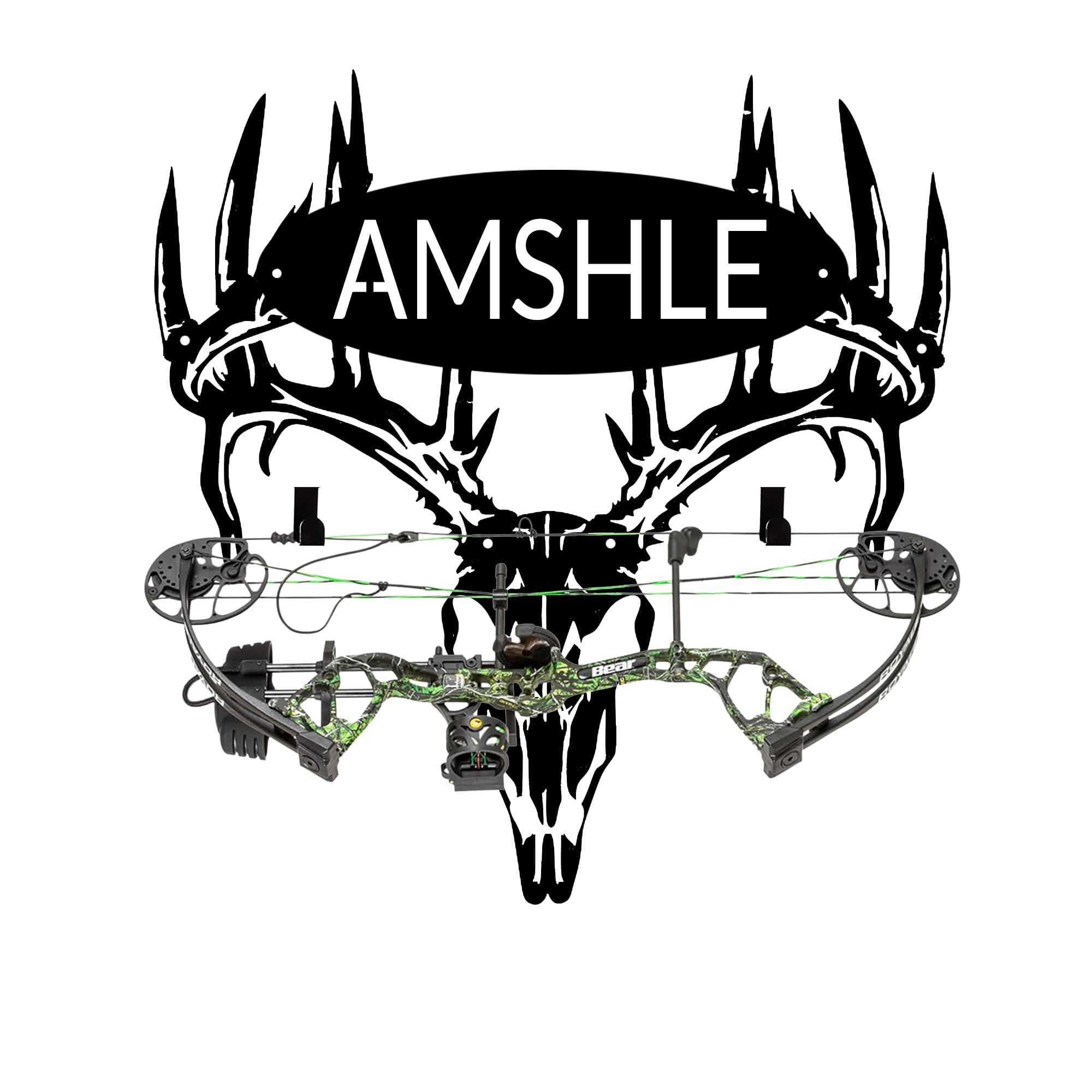 Large Personalized Metal Deer Skull Bow Holder,Elk Skull Wall Decor,Archery Deer Head Bow Rack With Custom Name Plate,Bow Hunting Rack Hunting Metal Sign, Gifts For Husband,Dad,Father -style 04