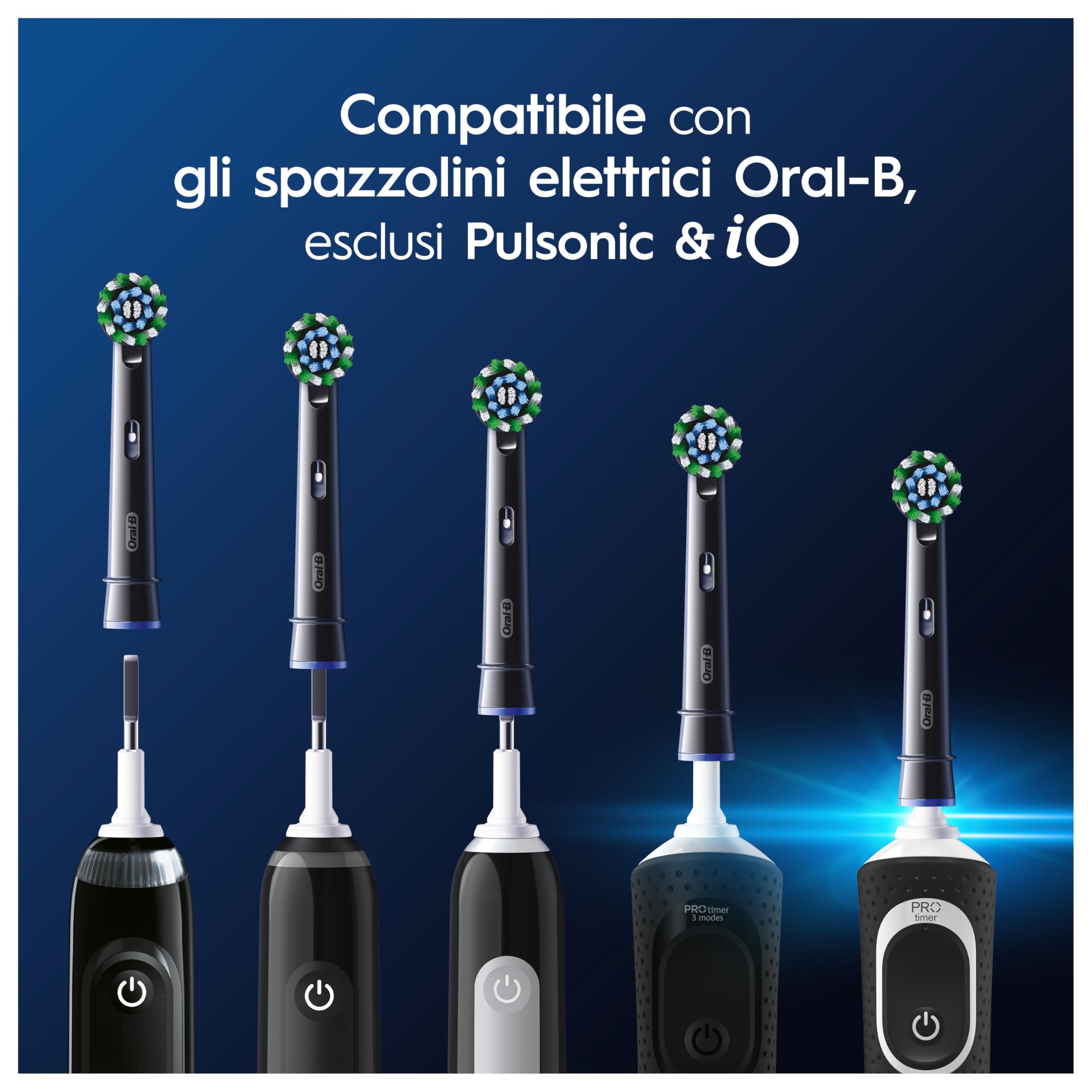 Oral-B Testina Di Ricambio PRO Cross Action Nera, Confezione Da 8 Testine