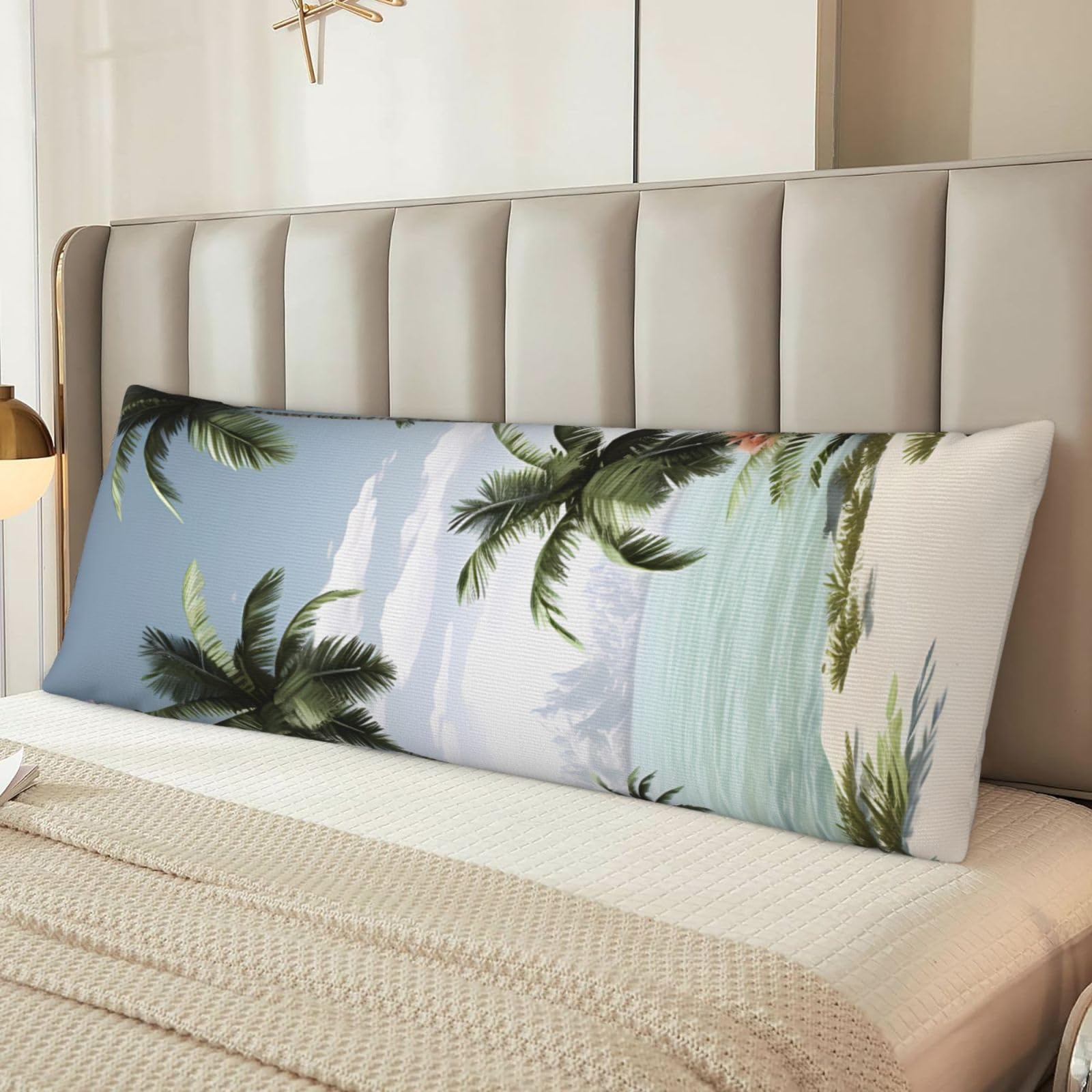 Tropical Palm Trees Body Pillow Case Cover, Microfiber Long Pillow Cases, Ultra Soft and Cozy Plush Body Pillowcase Decorative Long Bed Pillow Cover for Sleeping 20x54 Inches