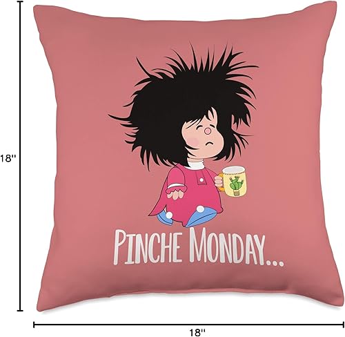 Miniatura 6 de Pinche Monday Funny Sleepy Mafalda - Almohada española, 16 x 16 pulgadas, multicolor
