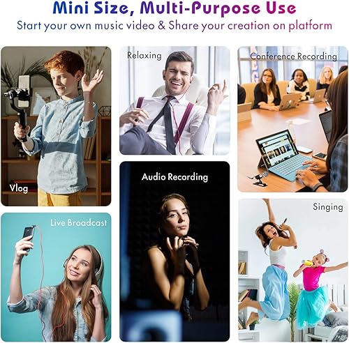 Miniatura 7 de 2 piezas Mini micrófono de karaoke, mini micrófono de grabación de voz, micrófono de karaoke portátil para cantar, grabar, grabación de voz