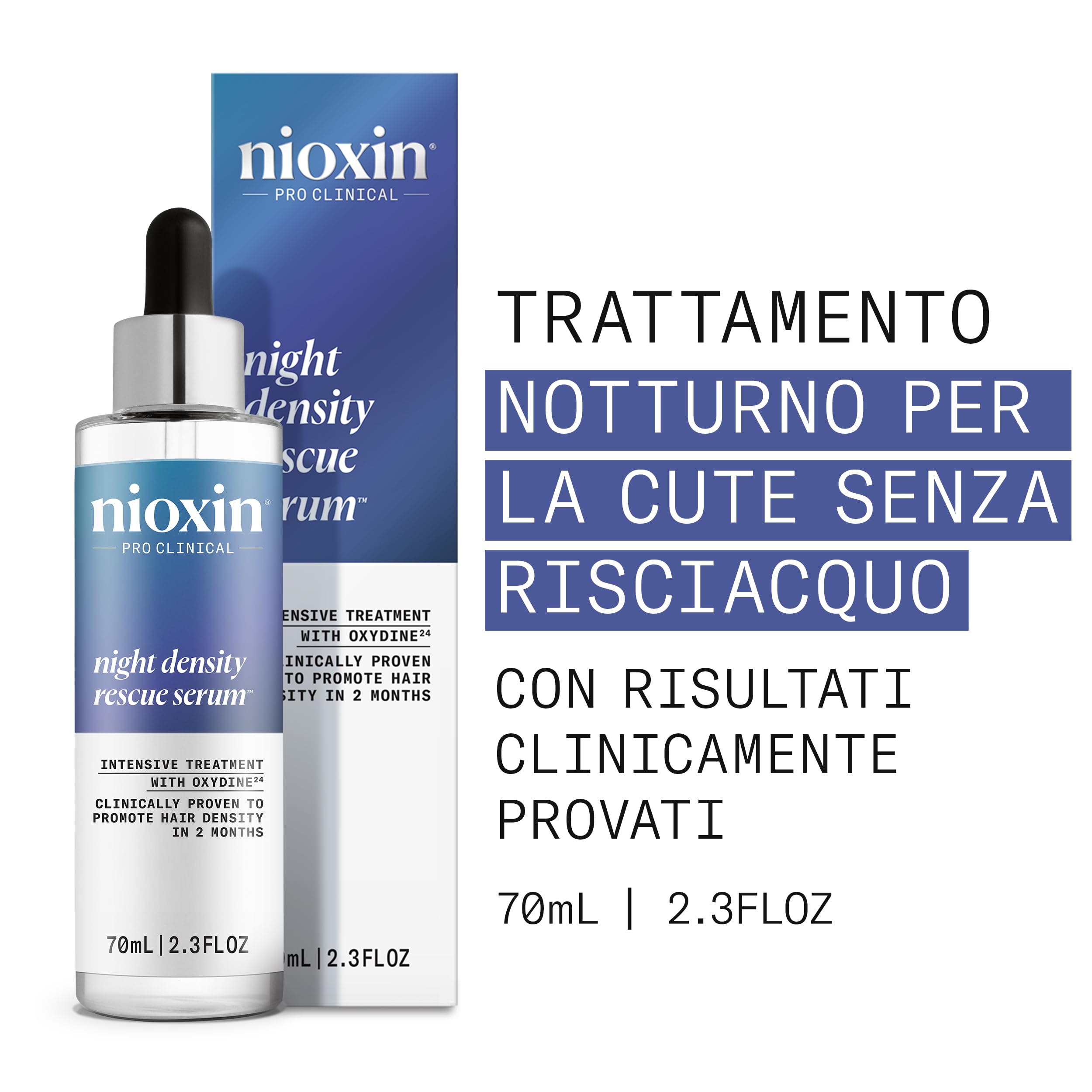 Nioxin Night Density Rescue Serum - Siero Fortificante Notte per Stimolare la Crescita dei Capelli - con Zenzero e Caffeina (70ml)