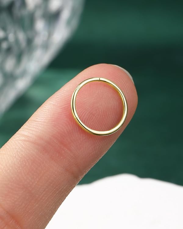 COCHARM 14K Solid Gold 20g Large Nose Ring Hoop for Women Man 14K Real Gold 20g Hoop Nose Piercing 9mm 14Kt Yellow Gold Nose Earrings by COCHARM - Image 5