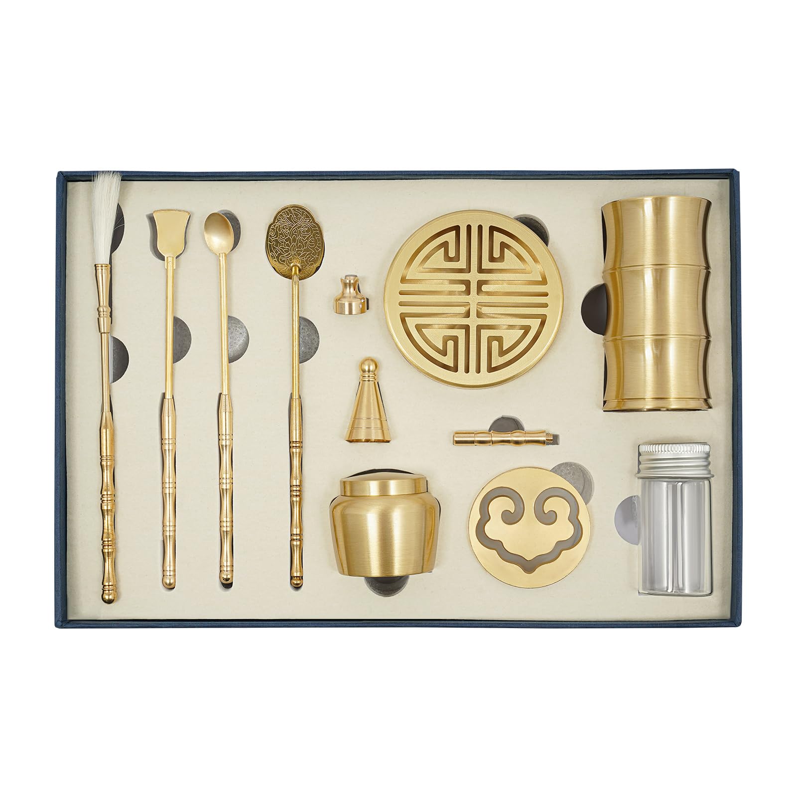 Set di bastoncini di incenso in ottone, per meditazione, lettura, lavoro e applicazioni SPA, oro, rilassati