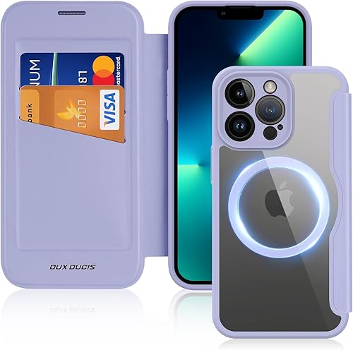 DUX DUCIS Funda para iPhone 13 Pro compatible con Magsafe, a prueba de golpes, funda de protección completa tipo cartera con ranura para tarjeta de