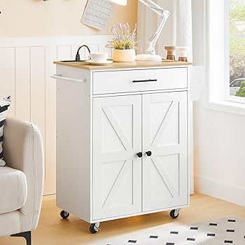 HOOBRO Kitchen Island with Power Outlet, Kitchen Storage