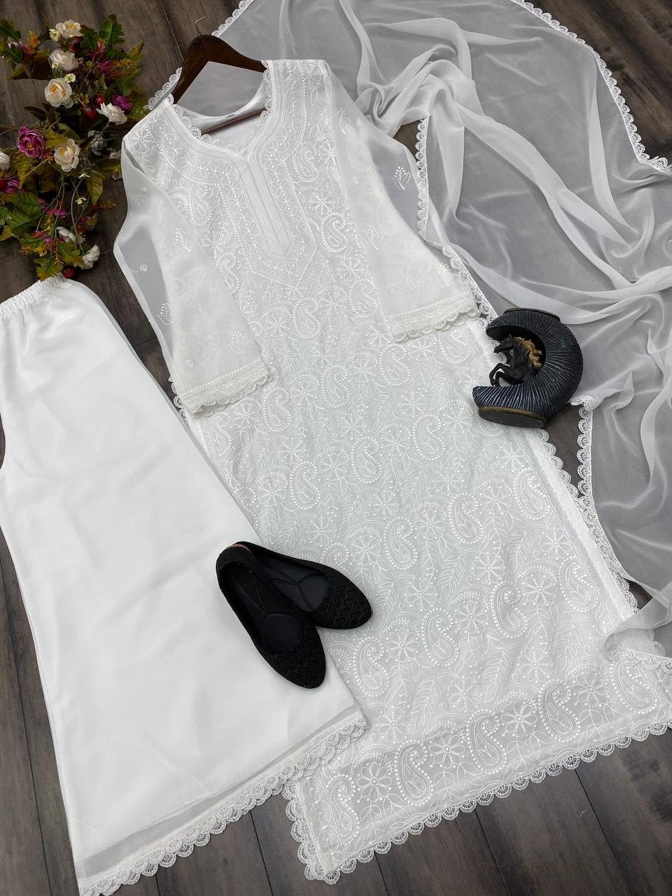 Damska bawełniana ręcznie haftowana letnia sukienka spodnie kurta z zestawem Dupatta prosta tunika kurti kurta sukienka