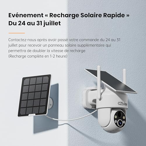 CZEview 2K Outdoor Solar WiFi Surveillance Camera, Alarm System, Wireless Battery Outdoor Camera, 2.4G WiFi, Colour Night Vision, PIR Human Detection, Outdoor Camera - 3