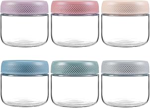 NETANY 6-pack 8oz Glass jars with Airtight Lids, Overnight Oats Containers with Lids, Wide mouth Mason Salad jars, Glass Food Storage Containers for Snacks Yogurt Spice Sugar