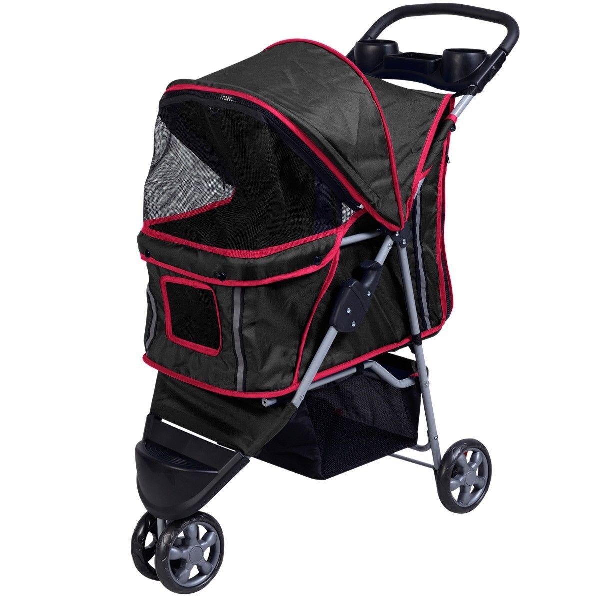 Pet Strollers Cat Dog 3 Wheels Stroller Travel Folding