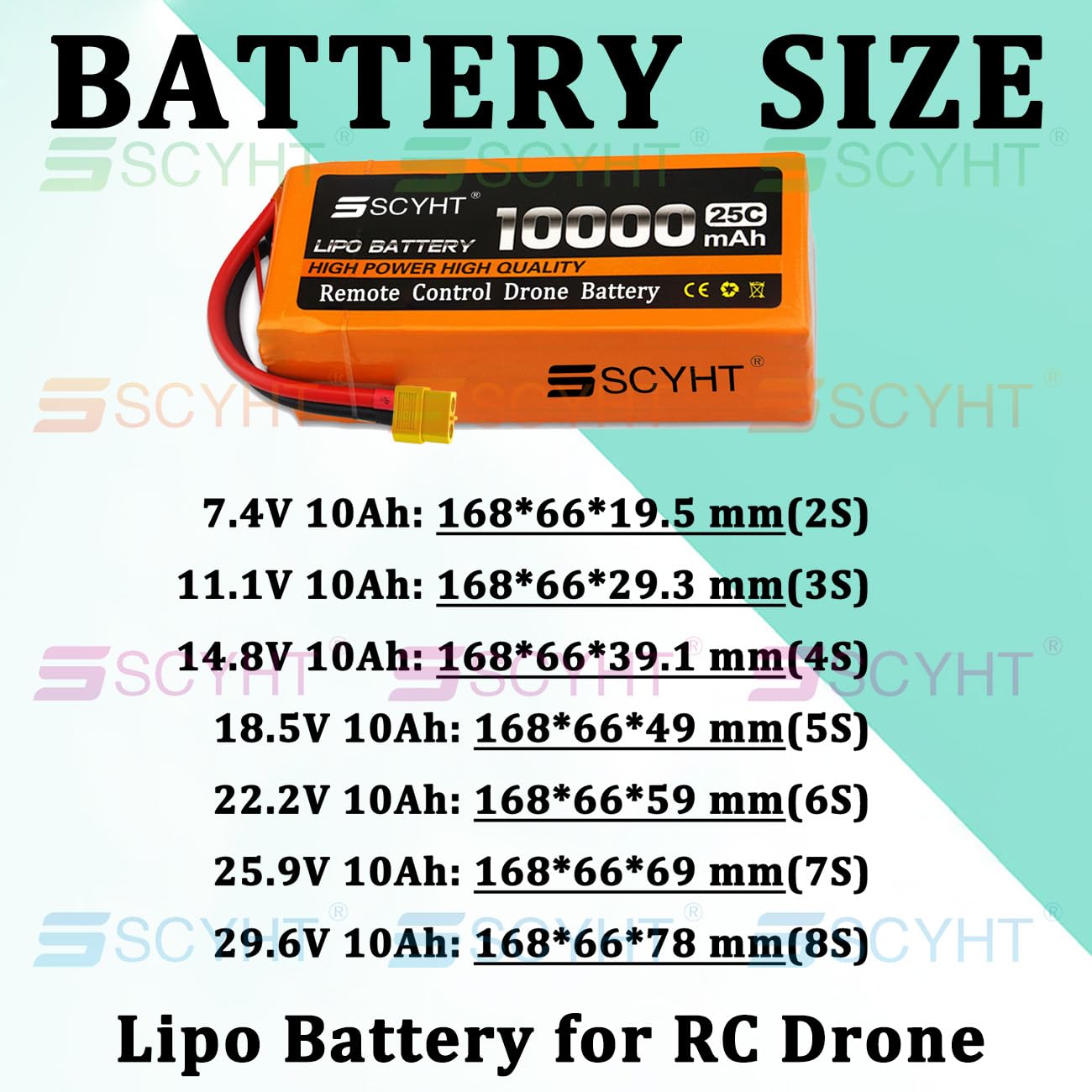 25C Batteria droni 22,2 V 7,4 V 11,1 V 14,8 V 18,5 V