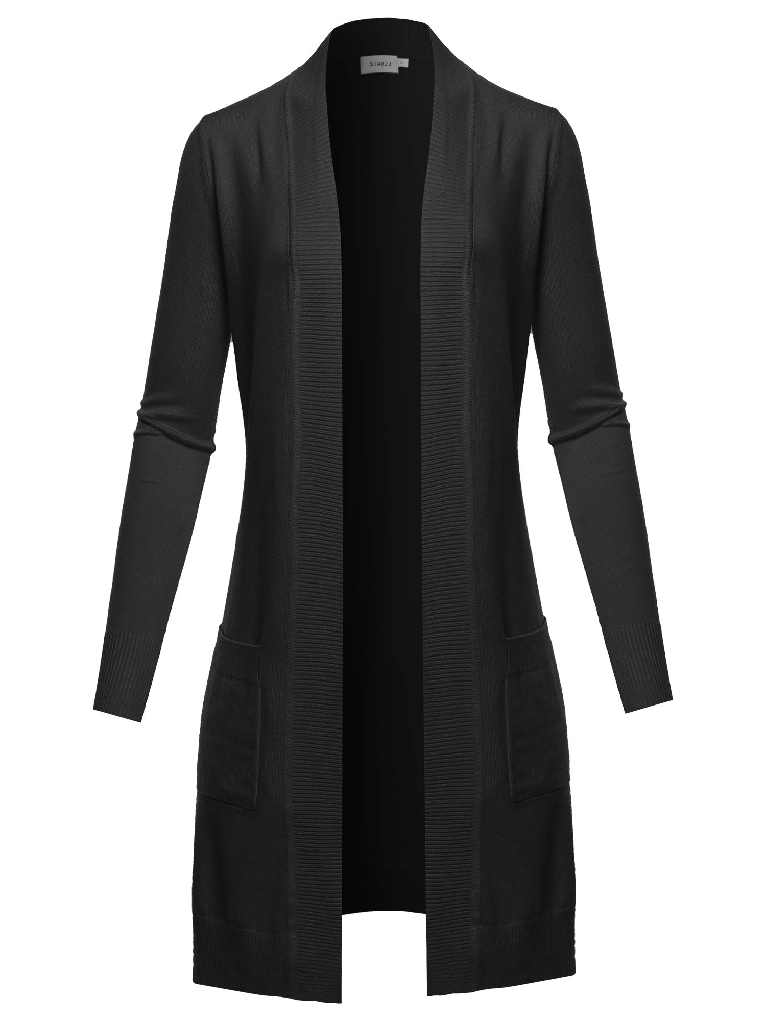 STARJJ Womens Soft Stetchy Knit Longline Open Front Sweater Cardigan with Pockets S-3X