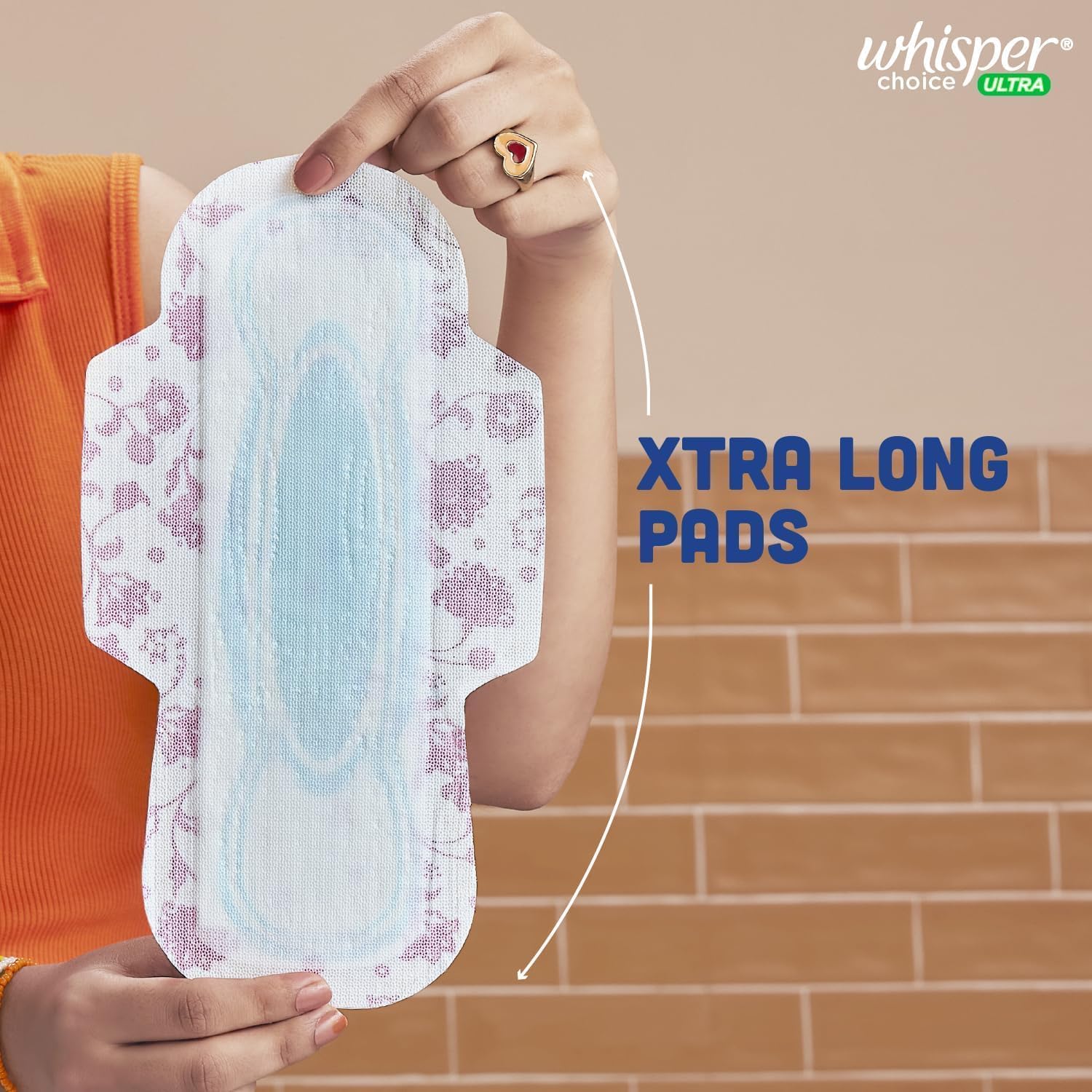 Whisper Choice Sanitary Pads with Wings for Women, XL, 40S Napkins