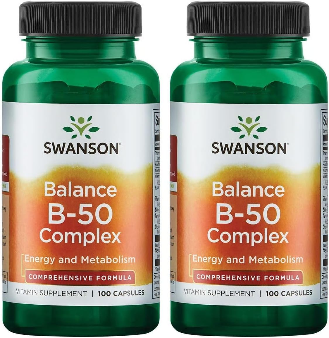 Swanson Balance B-50 High-Potency B Vitamin Complex for Busy Adults Seeking Immune, Heart, and Nervous System Support (100 Capsules)