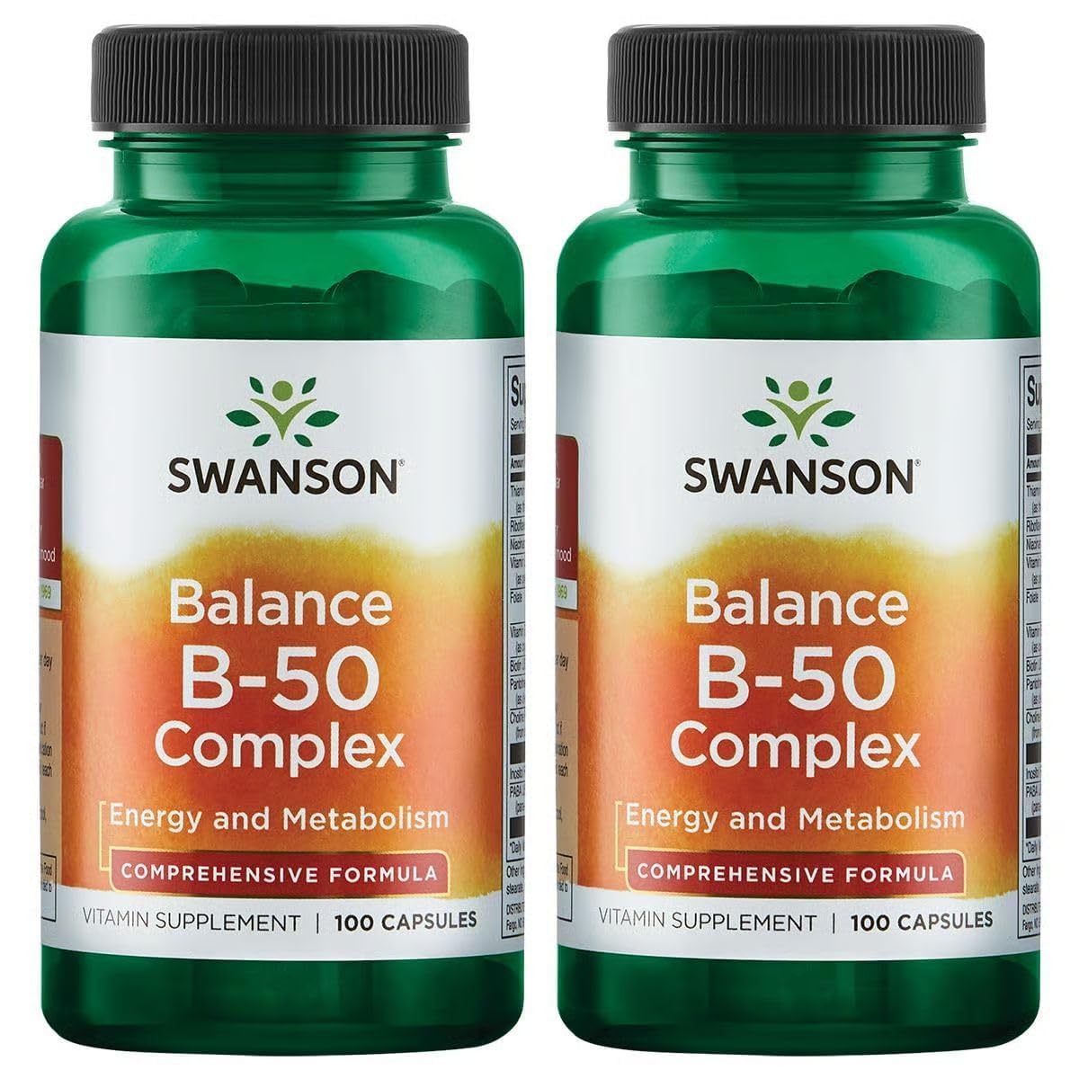 Swanson Balance B-50 High-Potency B Vitamin Complex, 100 Capsules, 2 Pack 100 Count (Pack of 2)