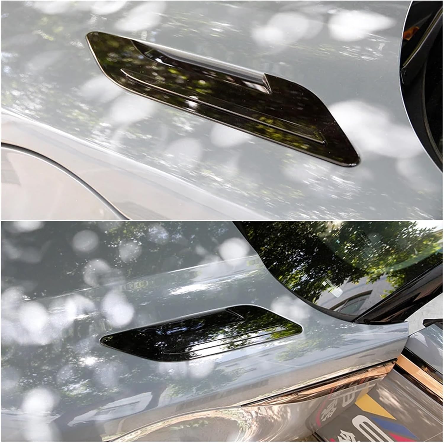 1 Pair Compatible With Land Rover Range Rover Evoque 2020-22 ABS Glossy Black Car Hood Air Vent Outlet Wing Cover Trim Exterior Accessories(Silver)