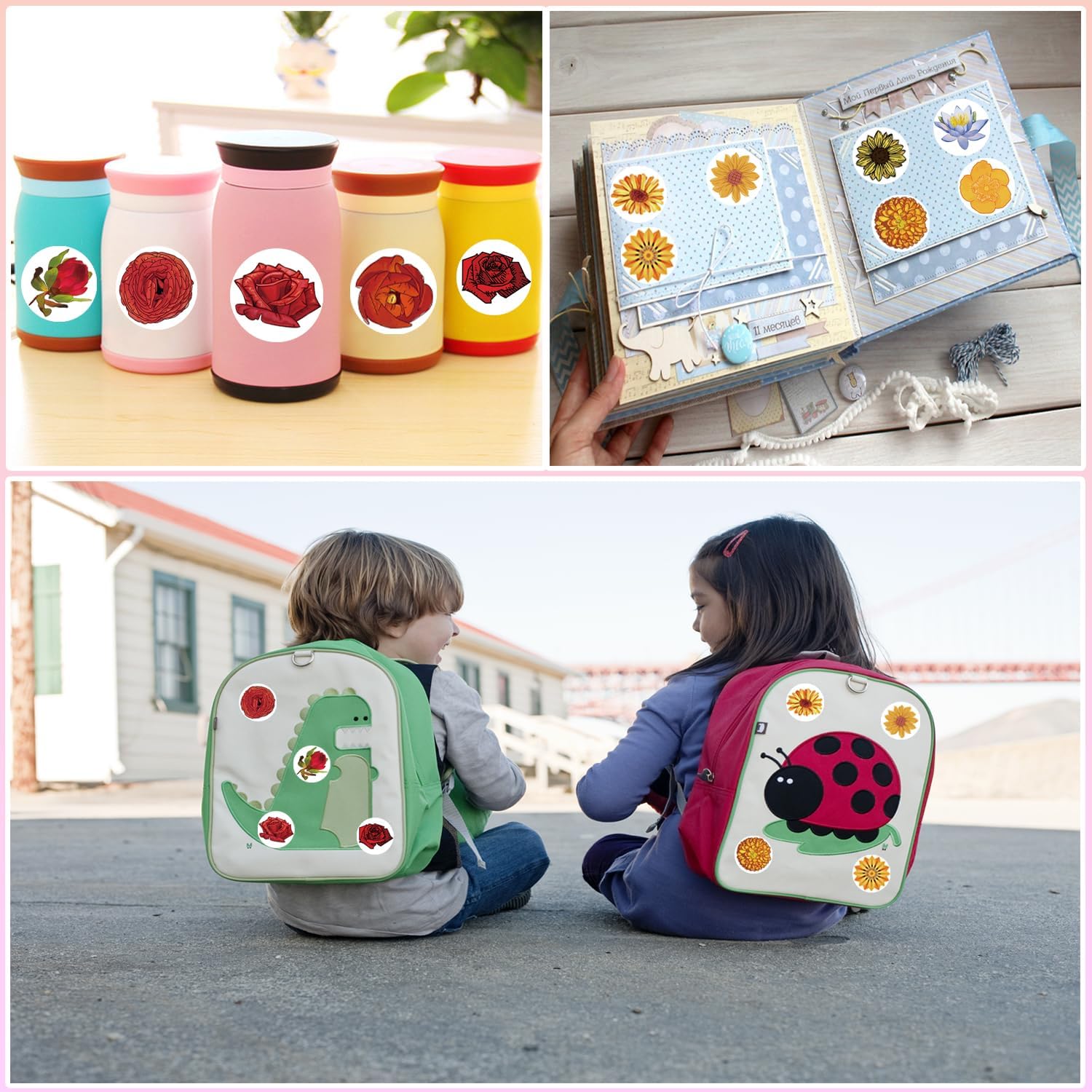 1000 PCS Flower Stickers Rolls for Kids -Round 1.5 Inch 16 Tyles Beautiful Flower Kindergarten Sticker Teacher Stickers for Kids Birthday Party School Reward Giveaways