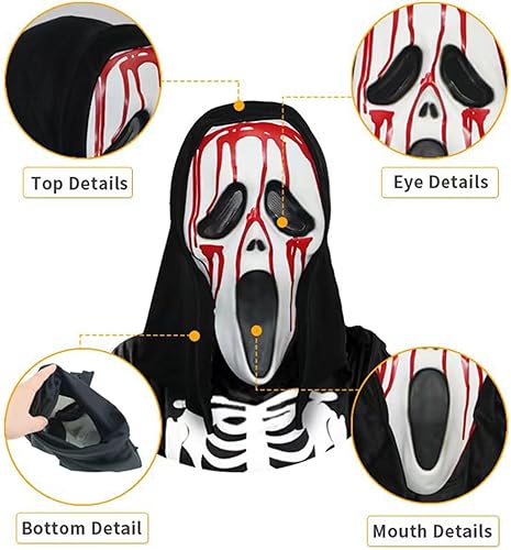 Miniatura 3 de Máscaras de terror de Halloween, máscaras de terror, disfraces de terror, juegos de rol de terror de Halloween, divertidas máscaras de látex de