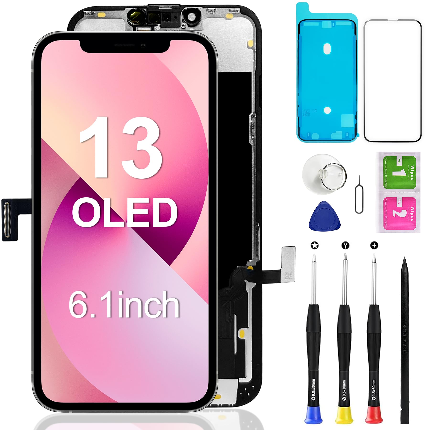 iPhone 13 OLED Screen Replacement Assembly with Touch and Frame [OLED | TPH SOFT iPhone 13 OLED Screen Replacement Assembly with Touch and Frame [OLED | TPH SOFT