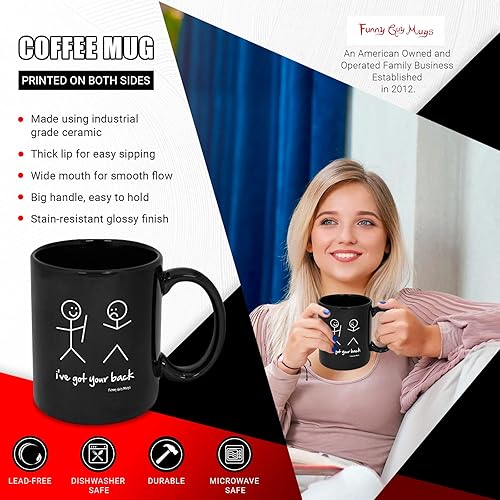 Miniatura 2 de Funny Guy Mugs Taza de café de cerámica I've Got Your Back  11 oz  Taza de café divertida ideal para mujeres y hombres  Taza de café hilarante con