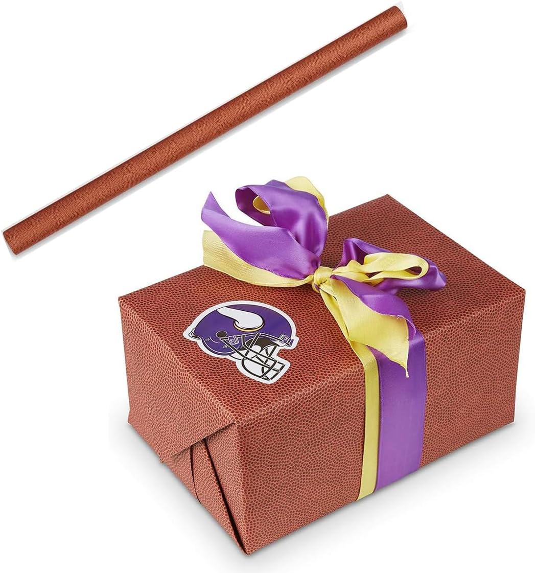 All Star Products Textured Football Wrapping Paper Embossed Football Wrapping Paper | 21โ x 30โ Sheets | 2 Sheets per Roll | Pigskin Gift Wrap