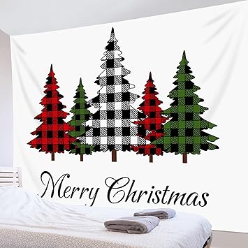 Amazon Co Jp Lb クリスマス飾り タペストリー クリスマスツリー クリスマス贈り物 壁飾り クリスマスチェック柄 壁の装飾インテリア ウォールアート 新居祝い 多機能 布ポスター 部屋飾り お店 雑貨 おしゃれな壁掛け 個性ギフト 235ｘ180cm ホーム キッチン