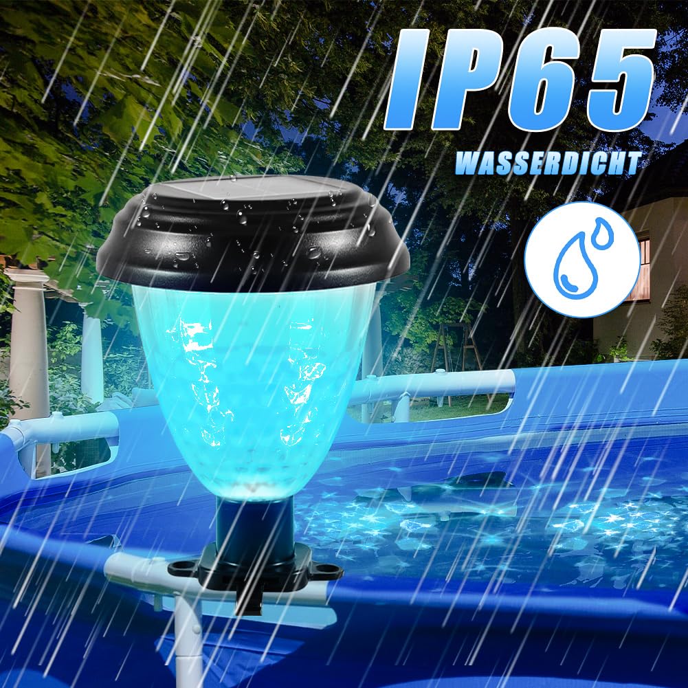 Joycabin 4 sztuki solarnych oświetlenia basenowego do basenów ramowych, oświetlenie LED z kolorowymi światłami, wodoszczelność IP65, oświetlenie stawu, solarne do dekoracji basenu, ogrodu, schodów