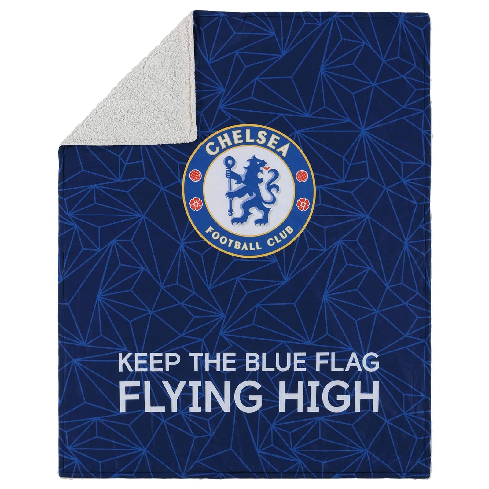 Foco Chelsea Premier League Football Fan Sherpa Plush Throw Blanket