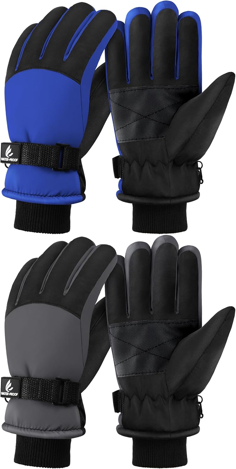 Kids Winter Gloves Waterproof Snow Ski Gloves for Boys Girls Warm Adjustable Accessories for Cold Weather