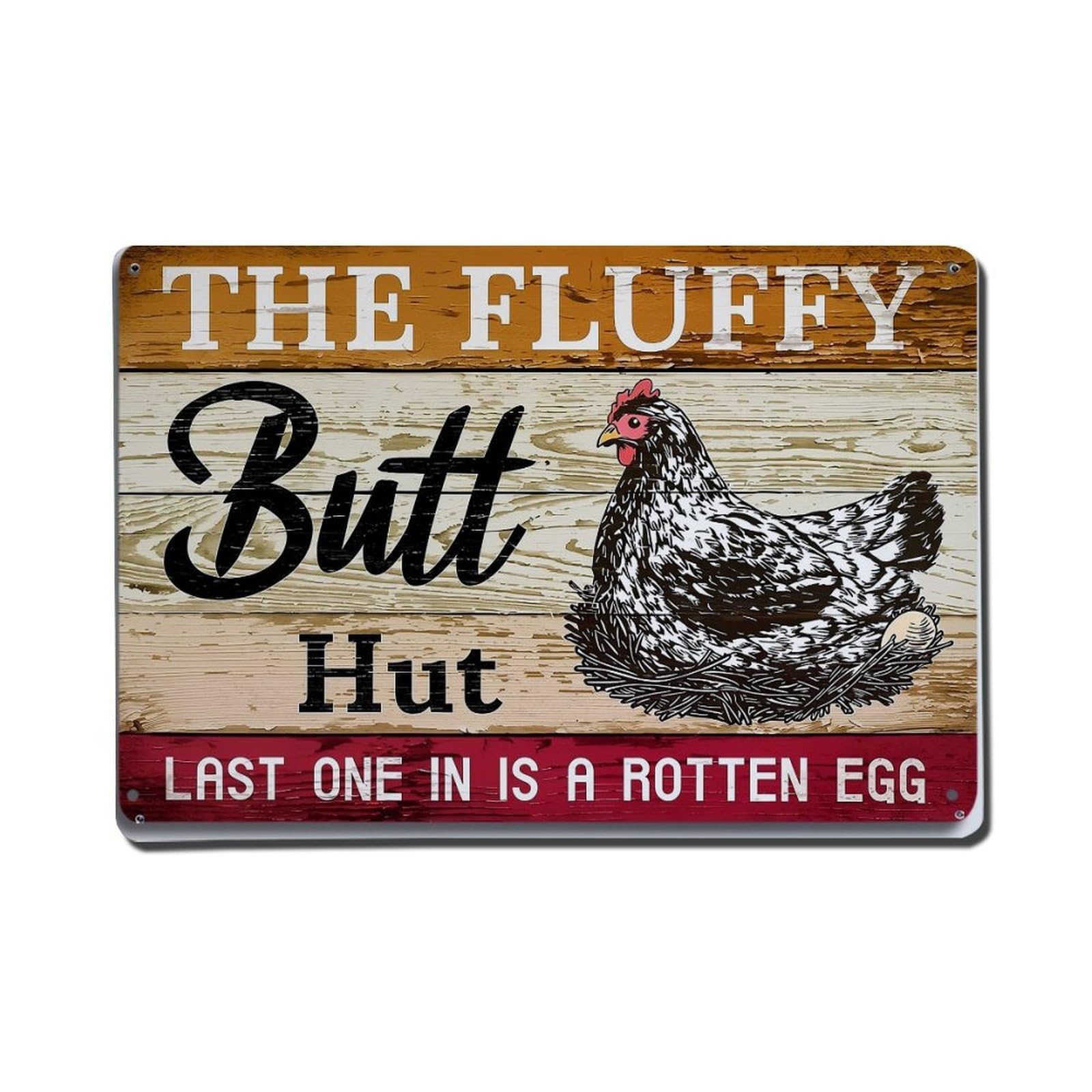 Bliveurn Vintage The Fluffy Butt Hut Sign Retro Metal Tin Sign, Metal Poster For Home, Gaming Room, Studio Workshop,Bar,Garage Wall Art Decor 8X12 Inch