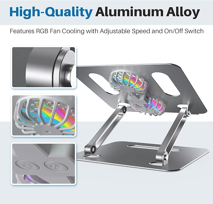 Soporte Ajustable para Portátil YICOSUN con 2 Ventiladores y RGB miniatura 4