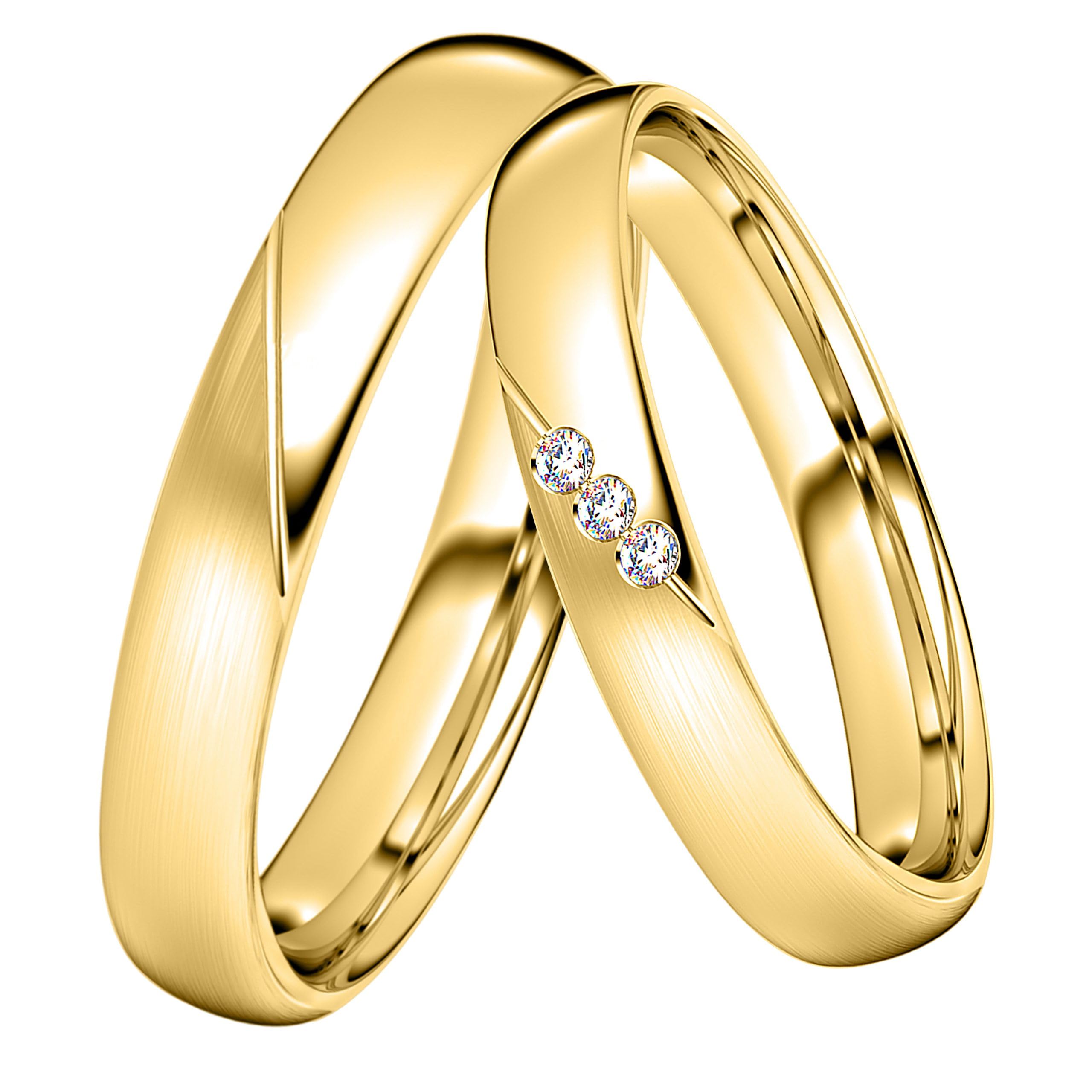 DOOSTI Trauring/Partnerring/Ehering - SWEET Yellow Silber 925/- Silber Ring - hochwertiger Silberring Gelbgold vergoldet- Damen und Herren Variante - Mit Gratis Wunschgravur