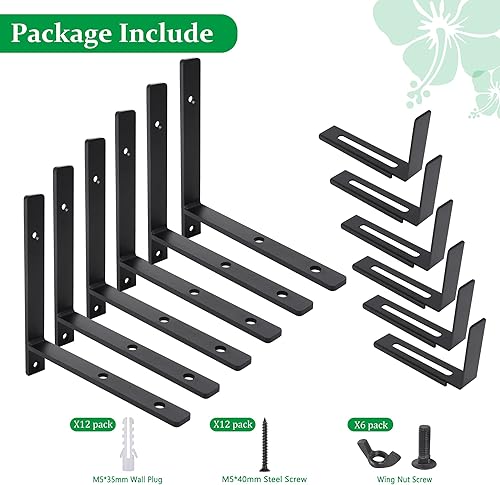 Miniatura 5 de Paquete de 6 soportes ajustables para jardinera, soporte de pared resistente para caja de flores de profundidad de caja de macetas (de adelante a
