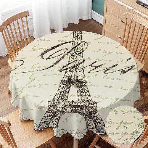 Yibeas Mantel temático de París de 60 pulgadas de diámetro, redondo, decoración de pared Eiffel, manteles para comedor, cocina, bodas y fiestas