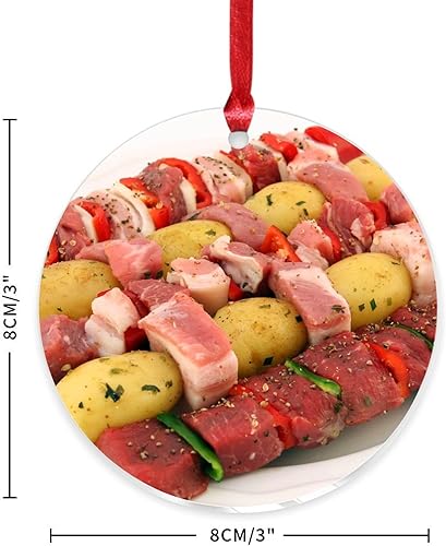 Vista 33 de Grill Master Meat Kebab Adorno de Navidad Deliciosa Comida Sabrosa Hornear Mariposa Árbol de Navidad Adorno Recuerdo Fruta Hamburgo Papas Fritas