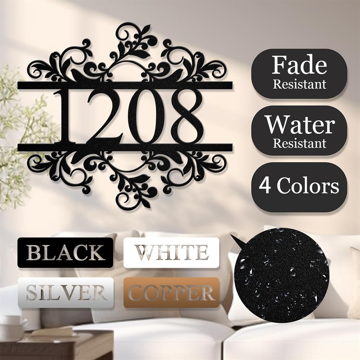 LucySky Personalized Address Plaques, Custom House Number Sign, House Number Plaque, Address Numbers for House