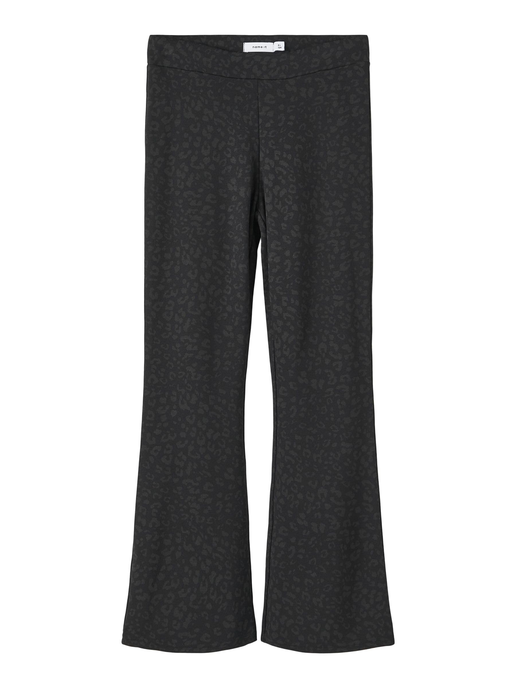 NAME IT Girl's Viscose Bootcut Trousers, Black (Black Black), 122